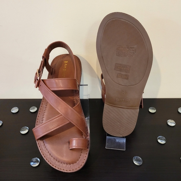 BAMBOO Brown Toe Strap Sandals - Picture 3 of 4